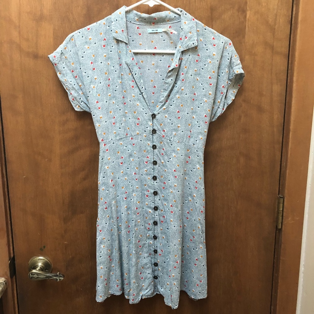 Kimchi Blue teal button-up dress